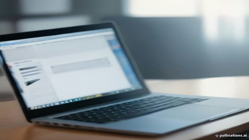 Laptop screen showing an email application error message
