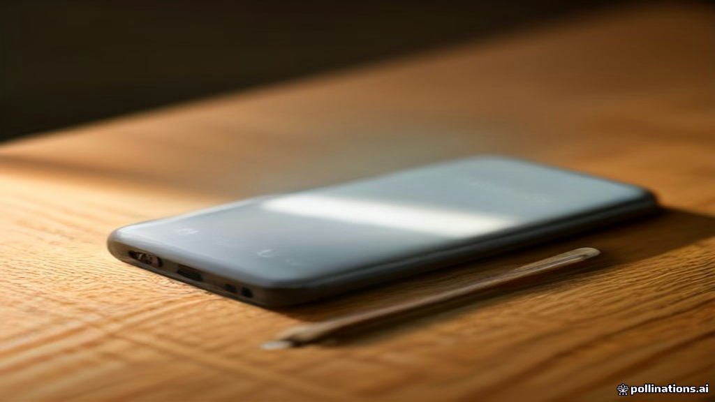 A modern Samsung Galaxy smartphone displaying a clear, bright screen on a desk.