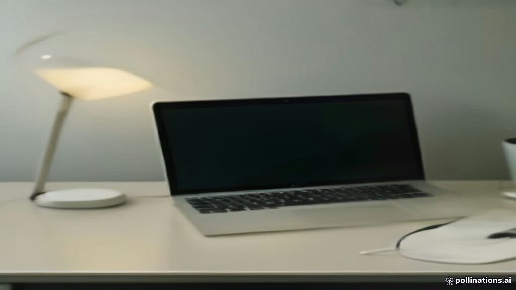 Modern desk setup with laptop and smartphone displaying software