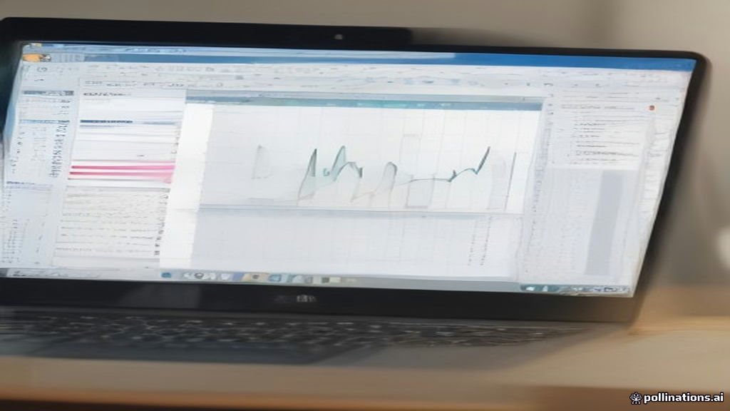 Laptop displaying Microsoft Excel spreadsheets and charts on a desk