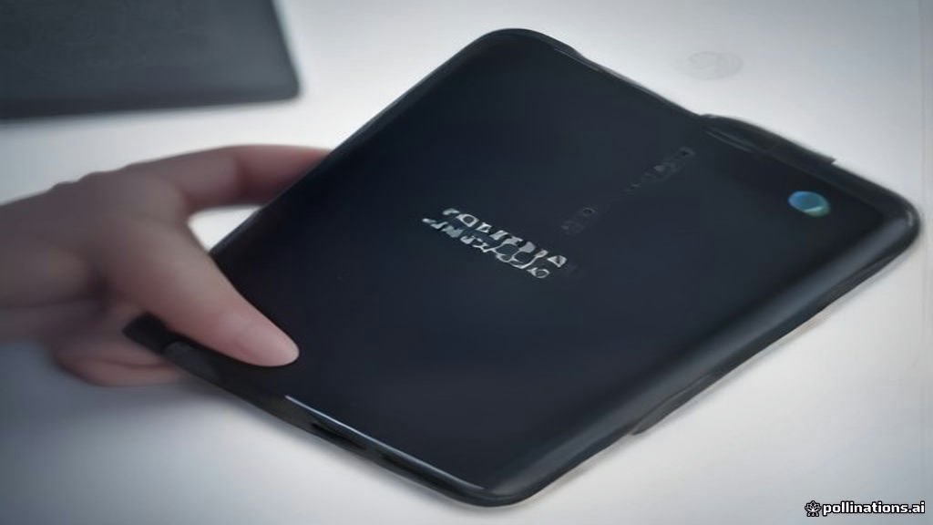 A modern Samsung smartphone resting on a clean desk.