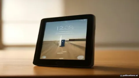 Smartphone displaying a security lock screen on a wooden desk