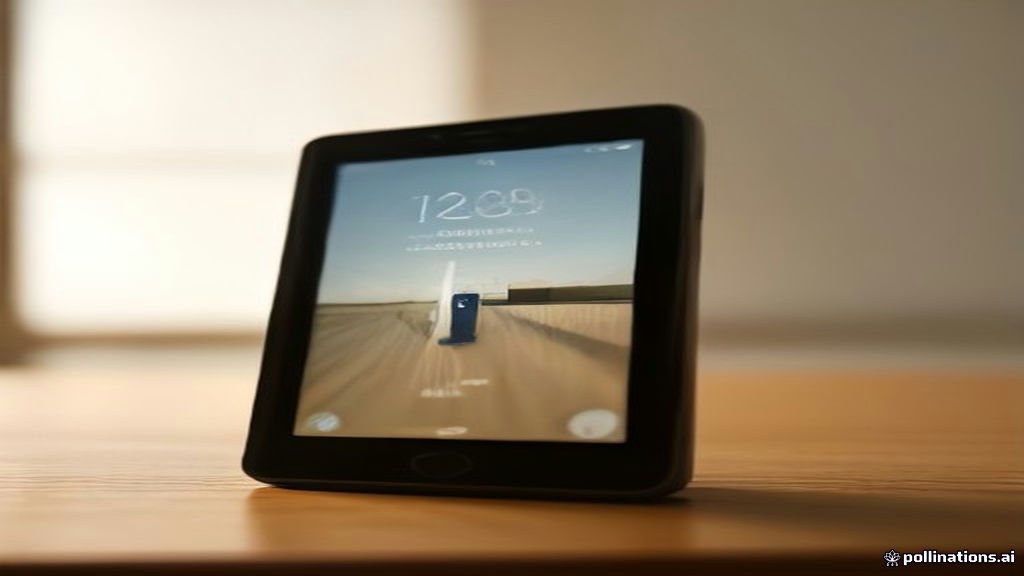 Smartphone displaying a security lock screen on a wooden desk