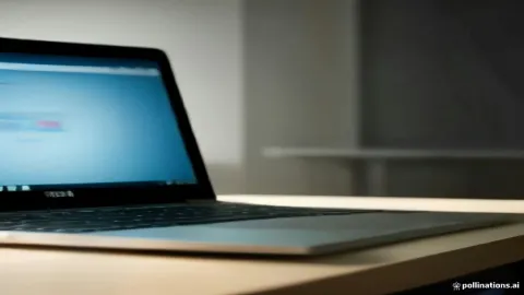 Laptop screen displaying a web browser in a modern office