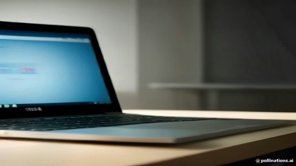 Laptop screen displaying a web browser in a modern office