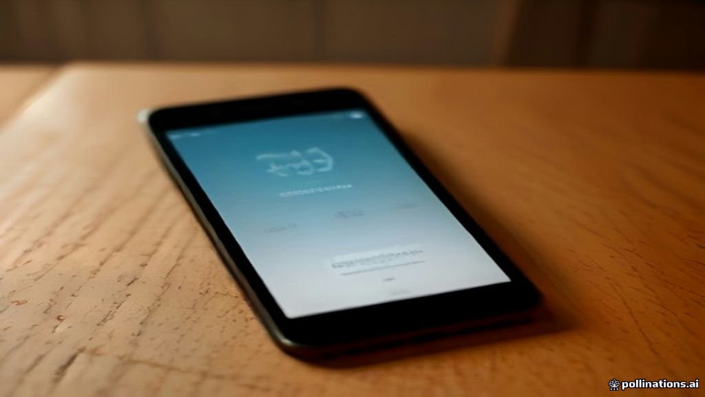 Smartphone displaying a security lock screen on a desk