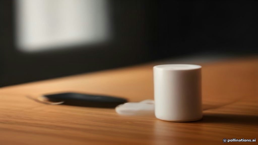 Wireless earbuds next to an Android smartphone on a desk